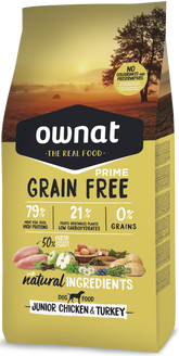 Ownat Grain Free Prime Aliment Sec Chien Junior Poulet & Dinde 12 Kg